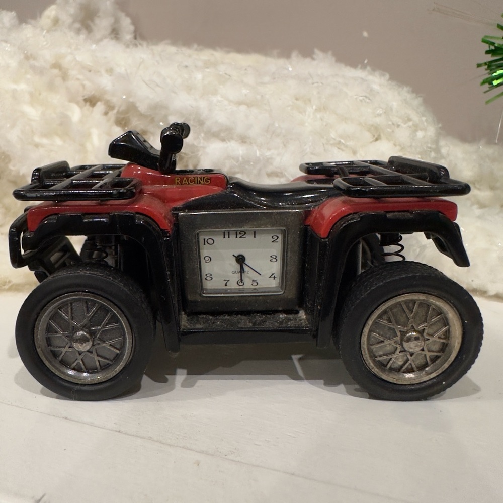 Red Honda Fourtrax 300 Diecast 4-wheeler ATV with working clock